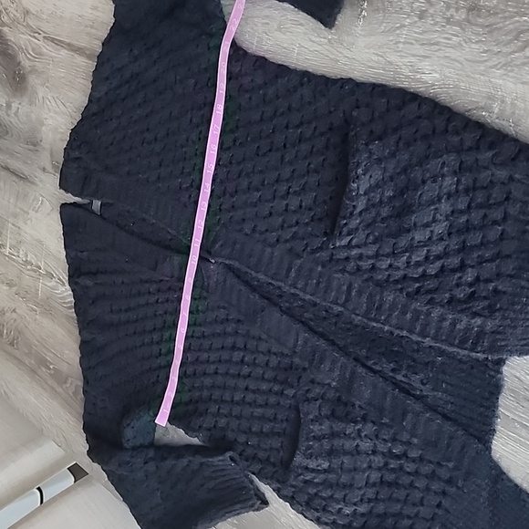 NEW! Janice Apparel Chunky Open Knit Pocket Front Cardigan Black One Size - Picture 4 of 8
